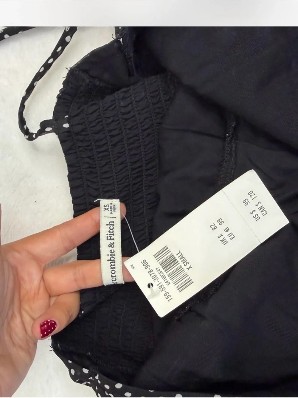 Abercrombie & Fitch Black Polka Dot Strap Dress